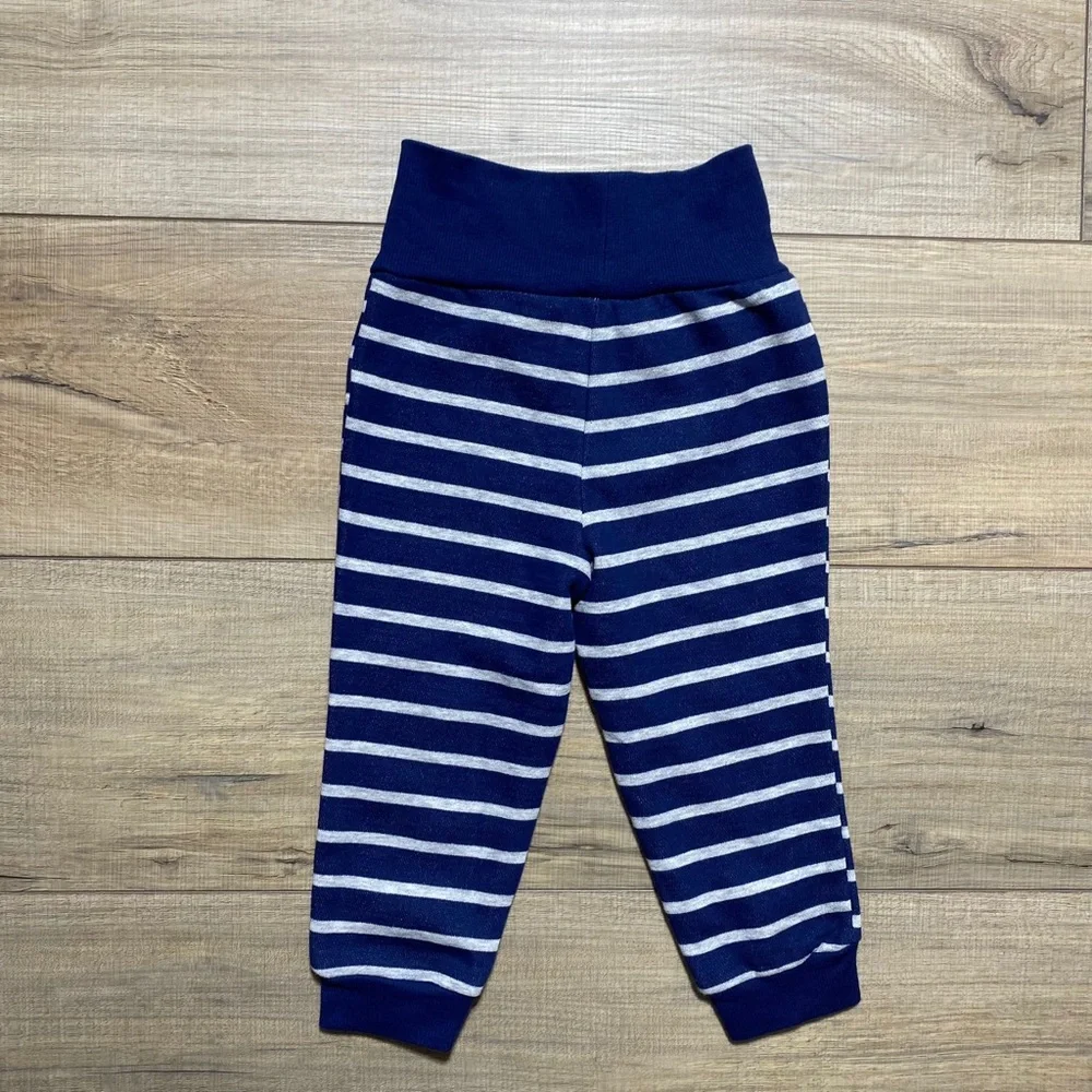 Carters Baby Boys Striped‎ Pull On Pants Size 18 Months Navy Blue And Gray